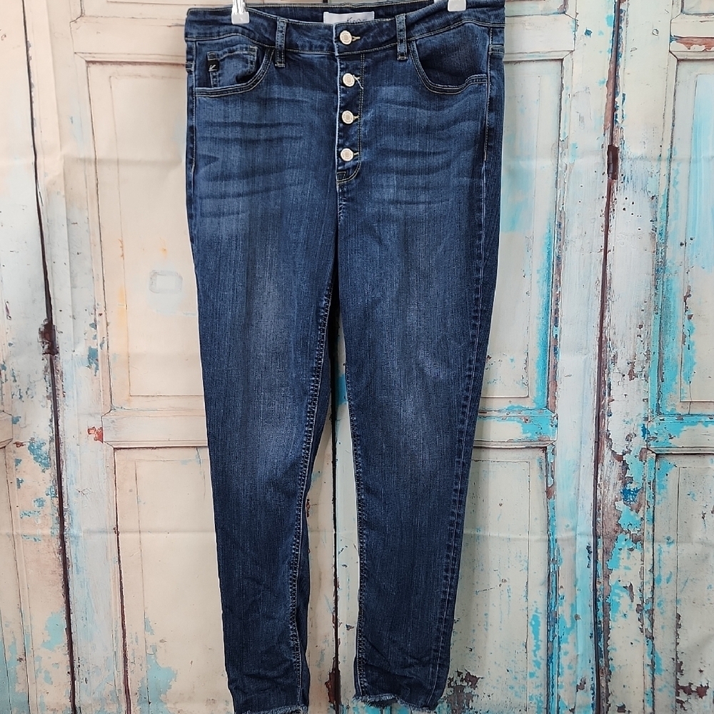 KanCan‎ Buttonfly Blue High Rise Raw Hem Jeans